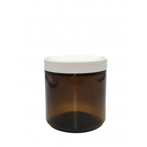 16oz Amber Straight Sided Jar Assembled w/89-400 Black F-217 Lined Cap (12/cs)