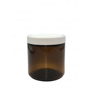 16oz Amber Straight Sided Jar Assembled w/89-400 PTFE Lined Cap (12/cs)