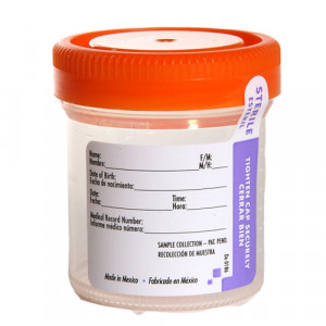 120mL Sterile Container w/53mm Orange Threaded Cap {Generic Label} (300/cs)