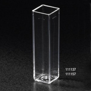 Cuvette, Spectrophotometer, Square, 4.5mL (10mm), UV Grade Methacrylate, 4 Clear Sides, 100/Tray, 5 Trays/Unit