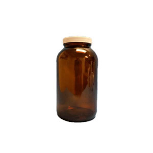 1250mL (42oz) Amber Wide Mouth Packer 70-400 PTFE lined cap {Precleaned&Certified} (6/cs)
