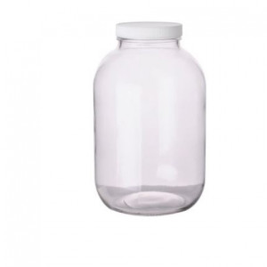 128oz (1 gallon) Clear Wide Mouth Round Assembled w/89-400 PTFE Lined Cap (4/cs)