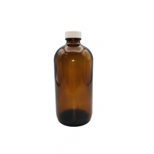 16oz Amber Boston Round Assembled w/28-400 PTFE Lined Cap (60/cs)