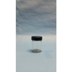 1.25oz Clear Straight Sided Jar Assembled w/38-400 Black Phenolic Poly Cone Lined Cap (288/cs)