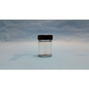 1.25oz Clear Straight Sided Jar Assembled w/38-400 Black Phenolic Poly Cone Lined Cap (336/cs)