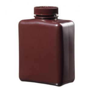 1000mL Rectangular Opaque Amber HDPE Bottle, 53-415 PP Screw Thread Closure {Lab Grade} (50/cs)