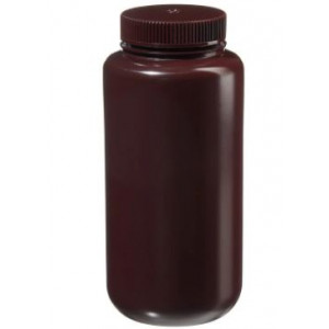 1000mL Wide Mouth Opaque Amber HDPE Bottle, 63-415 Amber PP Screw Thread Closure {Lab Grade} (50/cs)