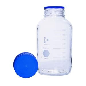 KIMBLE? GLS 80  Bottle, Media 3.3 Borosilicate, WM, clear, w/ screw cap & pour ring (PP), 2000mL (4cs)