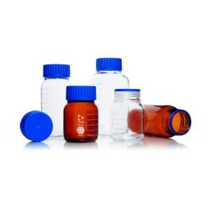 KIMBLE® GLS 80  Bottle, Media 3.3 Borosilicate, WM amber, w/screw cap & pour ring, 250 ml  (4cs)