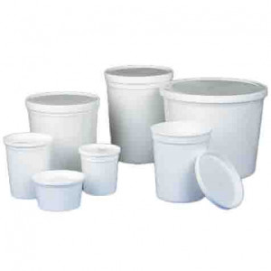 Container, Multi-Purpose, HDPE, Economy Style, 172oz, (5160mL), Separate Snap Lid, White, 10/Unit