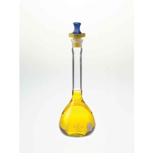 100mL Volumetric Flask, Class A, with (ST) Polyethylene Stopper, Calibrated "To Contain" (12/cs)