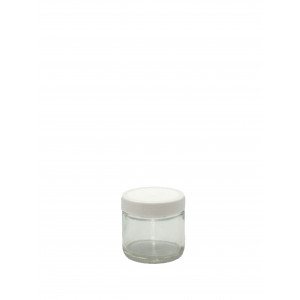 1oz Clear Straight Sided Jar Assembled w/43-400 White PP F-217 Lined Cap (384/cs)