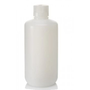 1000mL Boston Round Narrow Mouth HDPE Bottle, 38-430 PP Screw Thread Closure {Lab Grade} (50/cs)