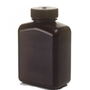 500mL Rectangular Opaque Amber HDPE Bottle, 48-415 PP Screw Thread Closure {Lab Grade} (125/cs)