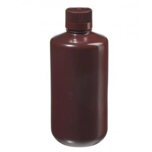 1000mL Narrow Mouth Opaque Amber HDPE Bottle, 38-430 Amber PP Screw Thread Closure {Packaging Grade} (50/cs)