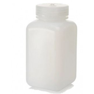 500mL Square Wide Mouth HDPE Bottle, 53-415 PP Screw Thread Closure {Lab Grade} (125/cs)