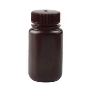 125mL Wide Mouth Opaque Amber HDPE Bottle, 38-415 Amber PP Screw Thread Closure {Packaging Grade} (500/cs)
