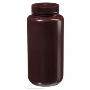 1000mL Wide Mouth Opaque Amber HDPE Bottle, 63-415 Amber PP Screw Thread Closure {Packaging Grade} (50/cs)