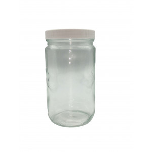 32oz Clear Straight Sided Jar Assembled w/89-400 PTFE Lined Cap (12/cs)