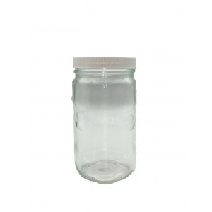 32oz Clear Straight Sided Jar Assembled w/89-400 PTFE Lined Cap, w/Lot# & cont# label, Certified (12/cs)
