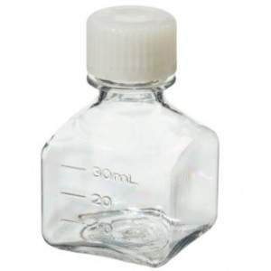 30mL Square PETG Sterile Media Bottle, 20-415 HDPE Screw Thread Closure (280/cs)
