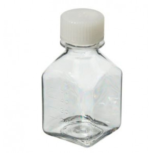 60mL Square PETG Sterile Media Bottle, 24-415 HDPE Screw Thread Closure (200/cs)