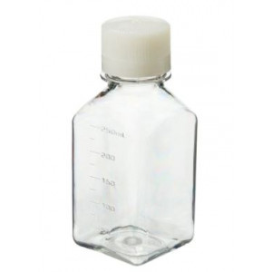 250mL Square PETG Sterile Media Bottle, 38-430 HDPE Screw Thread Closure (60/cs)