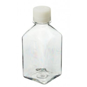 500mL Square PETG Sterile Media Bottle, 38-430 HDPE Screw Thread Closure (40/cs)