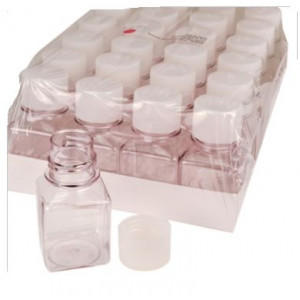 250mL Media Bottle, Graduated, Square - PET w/HDPE 38-430 Closure - Shrink Wrap Module - STERILE,(60/cs)