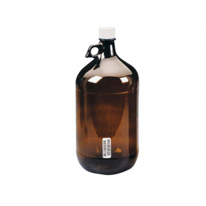 4Liter (133oz) Amber Ring Handle Jug, 38-430 PTFE Lined Cap, A1,Bar-Coded (6/cs)