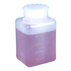 Bottle with Screwcap, Wide Mouth, Square, Graduated, PE (Cap: PP), 50mL, 100/Unit