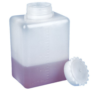Bottle with Screwcap, Wide Mouth, Square, Graduated, PE (Cap: PP), 2000mL, 20/Bag, 2 Bags/Unit