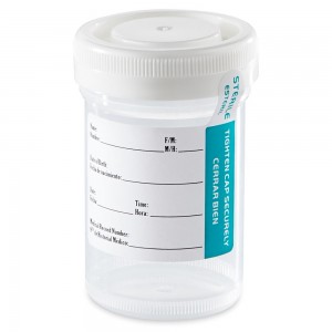 Tite-Rite Container, 90mL (3oz), with Attached White Screw Cap and ID Label, Graduated, STERILE, 400/Unit