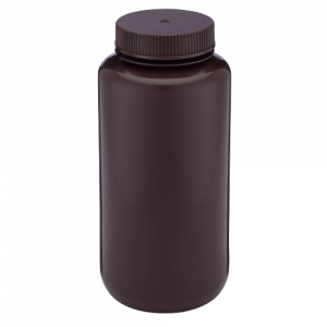1000ml Amber Wide Mouth Bottle HDPE w/ PP 63-415  Closure, 1000mL, Bulk Packed, w/ Bottles & Caps Bagged Separately  50/Case