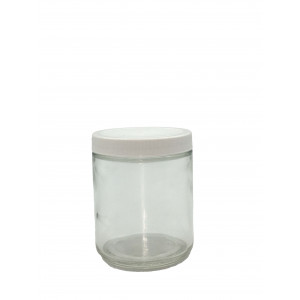 8oz Clear Straight Sided Jar Assembled w/70-400 PTFE Lined Cap, Certified (24/cs)