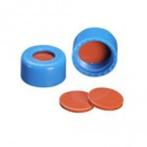 BLUE CAP WITH FEP/NATURAL RUBBER SEPTA FOR USE WITH 9mm GC VIALS(100pk)