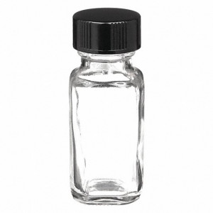 0.5oz Clear French Square Assembled w/20-400 Black Phenolic Poly Cone Lined Cap (576/cs)