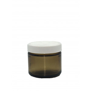 2oz Amber Straight Sided Jar Assembled w/53-400 PTFE Lined Cap, Bar Coded,Certified (24/cs)