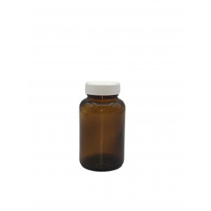 120mL Amber Wide Mouth Packer Assembled w/38-400 PTFE Lined Cap, Bar Coded, Certified (12/cs)