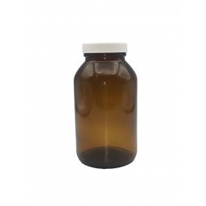 500mL Amber Wide Mouth Packer Assembled w/53-400 PTFE Lined Cap, Certified (12/cs)