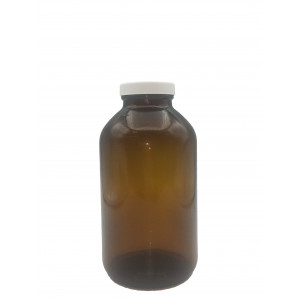 1000mL(True One Liter) Amber Wide Mouth Packer Assembled w/53-400 PTFE Lined Cap, w/5mL 1:1 HCL, Certified (12/cs)