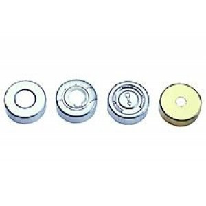 20mm Gold Magnetic Crimp Cap w/8mm Center Hole & Butyl/PTFE Grey Septa (100/pk)