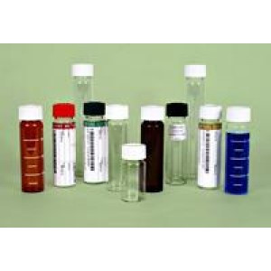 20mL Clear VOA Vial White Open top w/bonded TefSepta, Certified, Shrink Wrapped BULK Packaged (5rks/100cs)