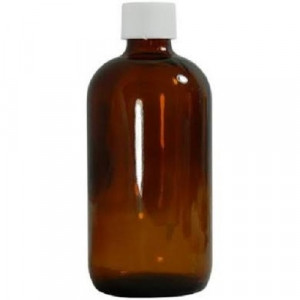 1L Amber Boston Round Assembled w/33-430 PTFE Lined Cap, Certified, No Bar Code, Labels, w/50mg Sodium Sulfite (12/cs)