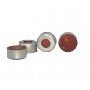Cap, Crimp, 11mm, Aluminum Silver, PTFE/Red Sil Rubber  100pk