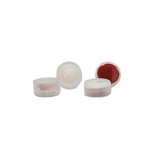 Cap, Snap, 11mm, Clear, Red PTFE/White Sil, 0.04