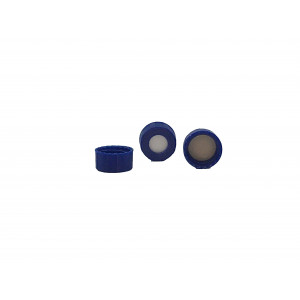 Cap, Screw, 9mm Blue, Bonded, PTFE/Sil  100pk