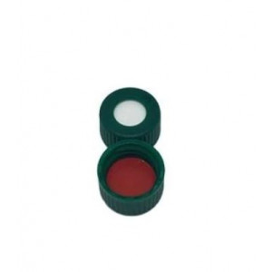 9mm AVCS Green Target DP Cap w/Press Fit Red PTFE/White Silicone Septum (100/pk)