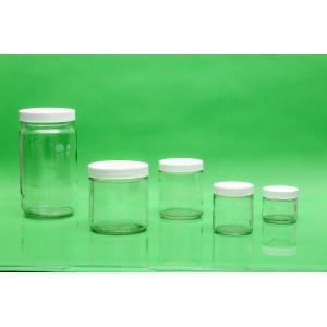 4oz Clear Straight Sided Jar Assembled w/58-400 PTFE Lined Cap {Precleaned} (24/cs)