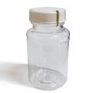 120mL Clear Polystyrene Bottle, 100mL Fill Line w/10mg Sodium Thiosulfate Pill, Shrinkwrap, Sterile (100/cs)